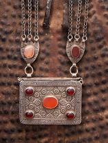 Turkoman Silver and Carnelian Necklace, Afghanistan - Sold 1